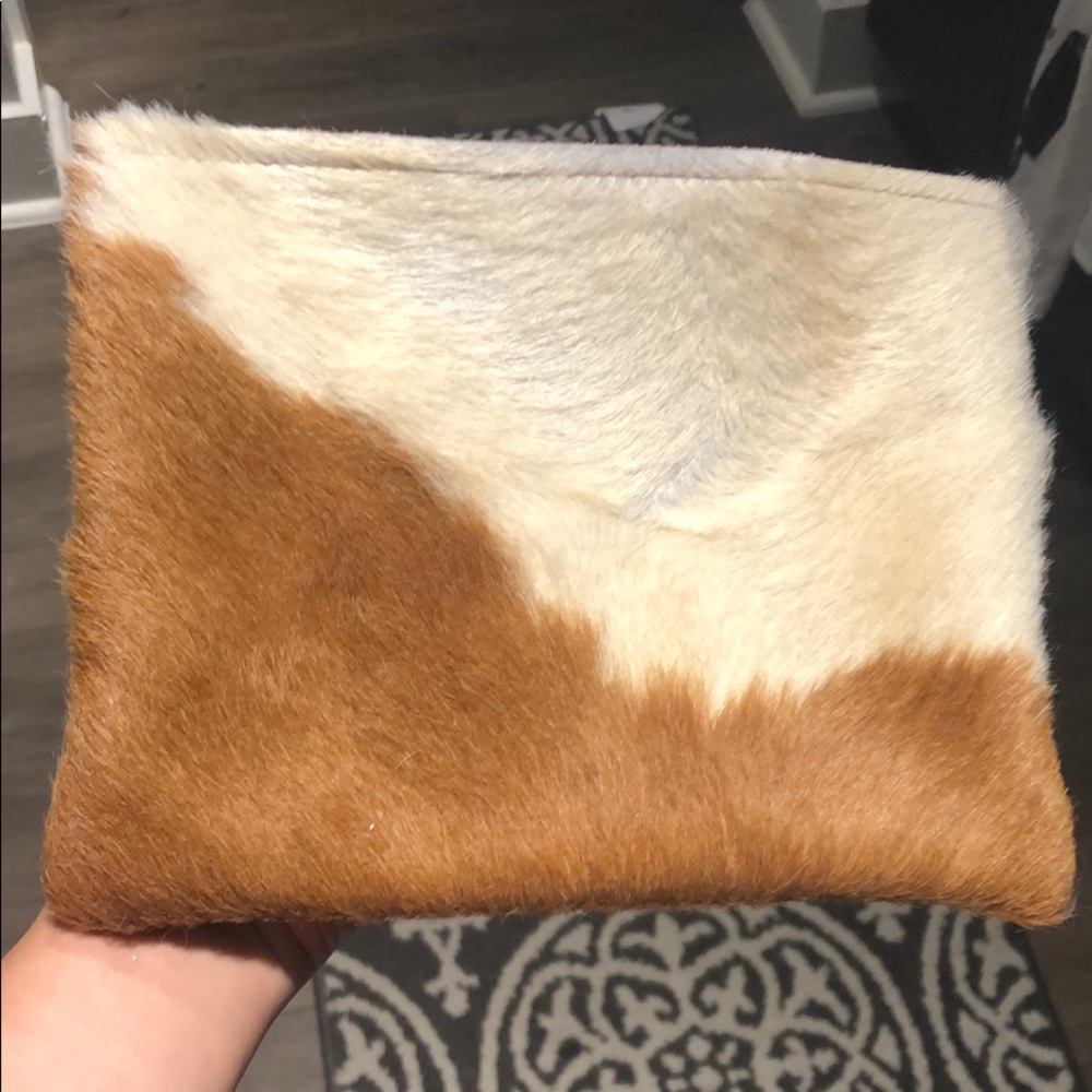 Cowhide and Suede Pouch Makeup Bag Clutch